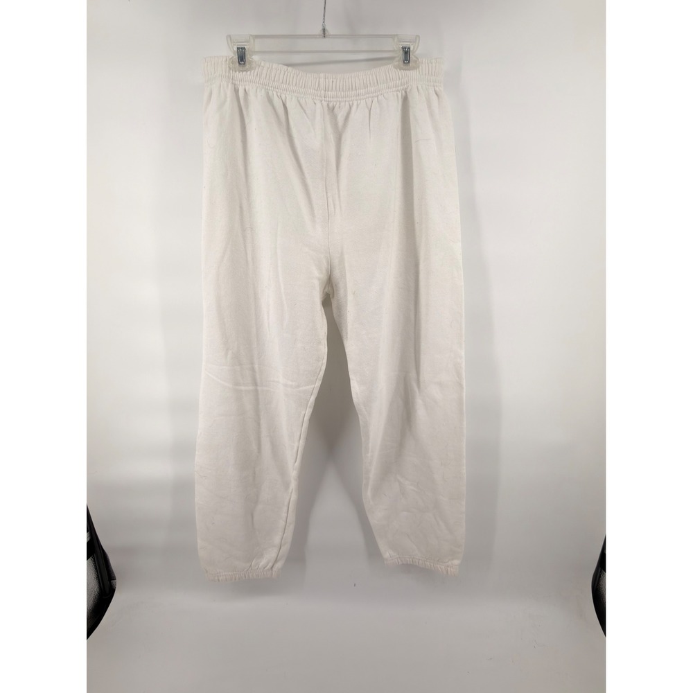 VTG Fruit of‎ the Loom Casualwear Sweats XL White Elastic Cuff Made in USA 90s